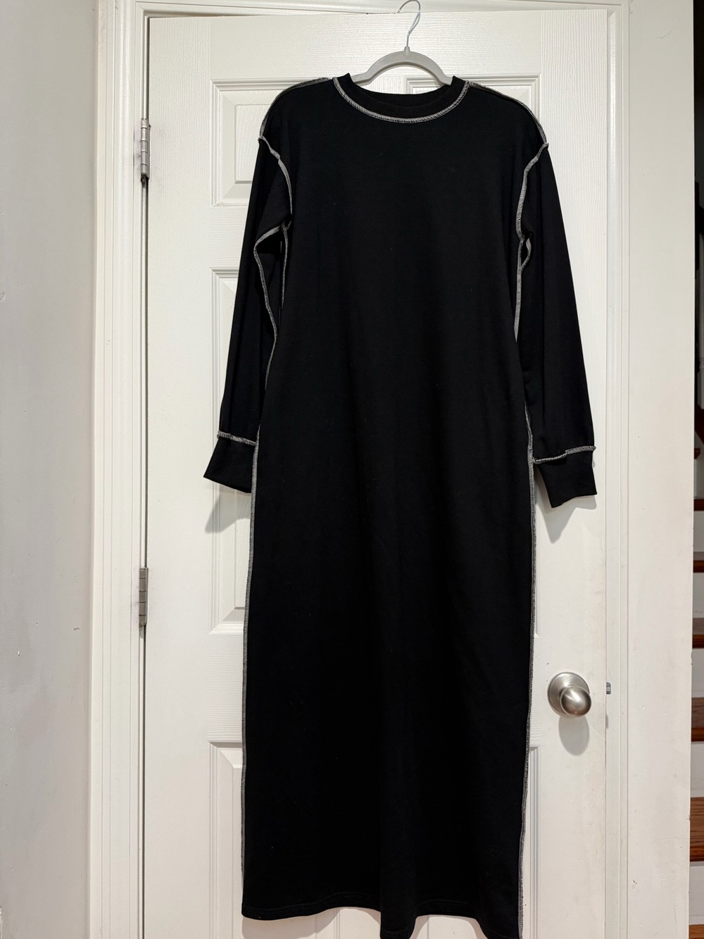 Fares Contrast Stitch Maxi Dress - Black. Size XS/S